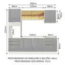 Ver imagem 4 de Armário de Cozinha Completa 240cm Branco/Cinza Lux Madesa 02