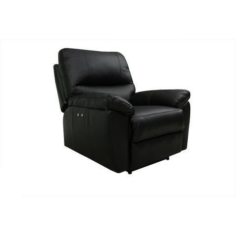 Poltrona do Papai de Couro Genova Power Touch Preto Pigmentado - Mempra