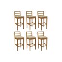 Ver imagem 1 de Kit 6 Banquetas Sala Jantar Sofia 1bmm006ca Premium Madeira Maciça 6 Un Carvalho/boucle Bege -