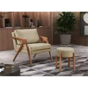 Ver imagem 2 de Poltrona Mona Luxo Madeira Maciça Tecido Linho Bege Claro