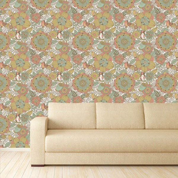 Papel de Parede Adesivo - Flores e Pássarinhos - 065ppn - 1