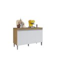 Ver imagem 1 de Balcão de Cozinha Manu + Tampo 120cm Cor Amêndoa/branco - Ajl Móveis