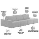 Ver imagem 4 de Sofá Ilha Modular para Sala 342cm com Puff Dublin K01 Veludo Cinza - Lyam Decor