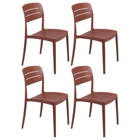 Jogo 4 Cadeiras Tramontina Amélia Terracota Área Gourmet