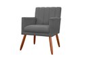 Ver imagem 3 de Kit Namoradeira + 1 Poltrona Decorativa Cecília Suede Cinza Pés Madeira Mz Decor