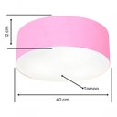 Ver imagem 4 de Plafon Cilíndrico Vivare Md-3005 Cúpula em Tecido 40x12cm - Bivolt Rosa-bebê 127/220v