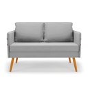 Ver imagem 3 de Kit 01 Namoradeira 02 Lugares e 02 Poltronas Mari Suede Cinza Pés Palito Castanho - D’Rossi