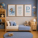 Ver imagem 2 de Kit Quadro Decorativo Infantil Ursinho Avião:30x45/Moldura Mel