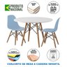 Conjunto de Mesa Eames Eiffel Madeira Infantil 68cm Redondo Branco 2 Cadeiras Azul - 2