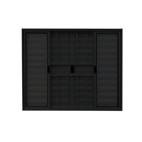 Veneziana 6 Folhas Aluminio Preto com Grade 1,20x1,80 Linha 18 Modular