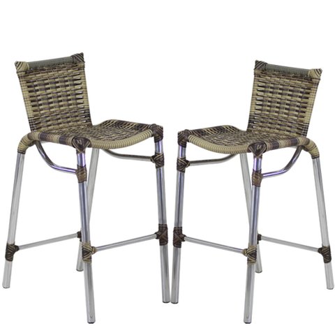 Kit 2 Banquetas Alumínio Fortaleza Alta para Balcão Cozinha Bar Trama Original