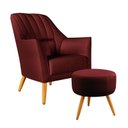 Ver imagem 1 de Poltrona Orion Bordada com Puff Solar Suede Bordô Aradecor