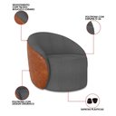 Ver imagem 3 de Poltrona Sala Orgânica Lua Fixa Sintético Pu Nozes/bouclê D03 - D’Rossi