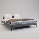 Ver imagem 2 de Cama Base Box Queen Unique 158x198 Sommier Moderno Pés de Ferro Bouclê Cinza - Desk Design