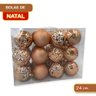 Kit Bolinhas Árvore Natal Enfeite Decoração Rose Gold 24un - 2