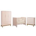 Ver imagem 2 de Quarto de Bebê Berço Evolution + Cômoda 4g + Guarda Roupa 3P Rosa Classic
