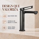 Ver imagem 5 de Torneira Doha Preta Baixa Aço Inox 304 Premium Luxo Goldenx