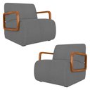Ver imagem 1 de Poltrona Decorativa Orgânica para Sala Kit 2 Belarus K04 Bouclê Cinza - Mpozenato