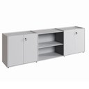 Ver imagem 2 de Armário para Escritório 240cm com 4 Portas Nicho e Tampo Embutido Corporate Cinza