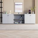 Ver imagem 5 de Armário para Escritório 240cm com 4 Portas Nicho e Tampo Embutido Corporate