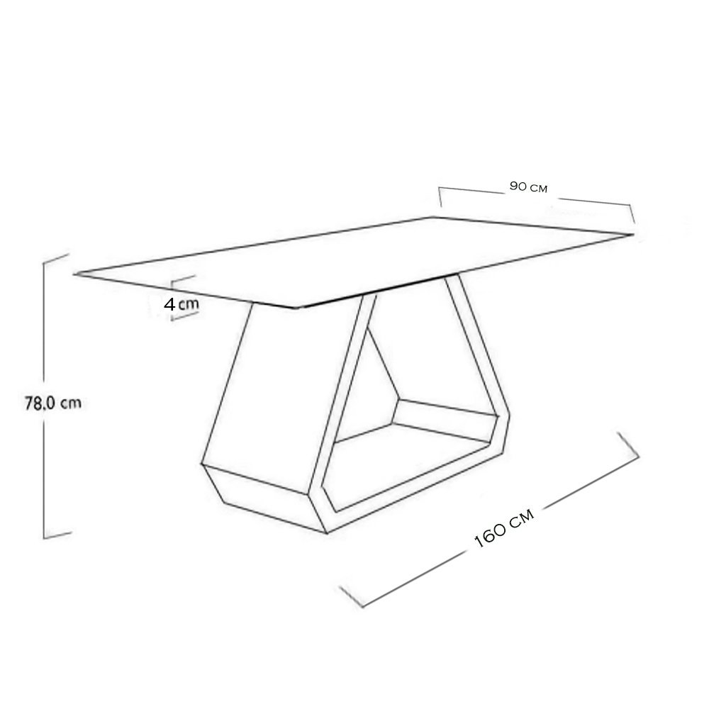 Mesa de Jantar 6 Lugares Tampo Branco 1,6m - Trekant - 4