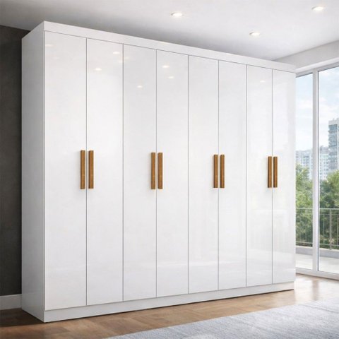 Guarda-roupa Casal Liberdade 8 Portas 4 Gavetas 100% Mdf Branco - Pnr Móveis