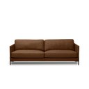 Ver imagem 5 de Sofá Decorativo Karine 3 Lugares Sala de Estar 210cm Pés em Aço Couro Marrom Claro Manchado G88 - Gr