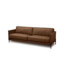 Ver imagem 2 de Sofá Decorativo Karine 3 Lugares Sala de Estar 210cm Pés em Aço Couro Marrom Claro Manchado G88 - Gr