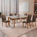 Ver imagem 7 de Mesa de Jantar Liz 180cm Tampo MDF Vidro Canto Copo com 6 Cadeiras Lorena Moderna Mobília
