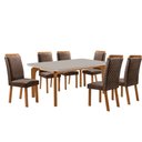 Ver imagem 1 de Mesa de Jantar Liz 180cm Tampo MDF Vidro Canto Copo com 6 Cadeiras Lorena Moderna Mobília