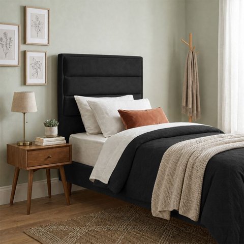 Cabeceira para Cama Solteiro Estofada ,088 Mts Iza Vilajo: Suede Preto