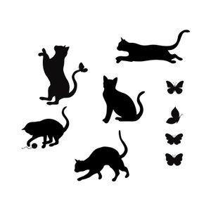Adesivo de Parede Gatinho Gatos Silhueta Decoração