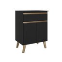 Ver imagem 1 de Balcão 600 Atlanta Carraro Preto Touch 2 Portas 1 Gaveta