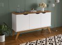 Ver imagem 2 de Buffet / Balcão Pr 3 Portas Estilo Retrô Cor Branco / Cumaru