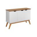 Ver imagem 1 de Buffet / Balcão Pr 3 Portas Estilo Retrô Cor Branco / Cumaru