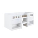 Ver imagem 2 de Cama Alta Infantil Branco com Portas Prateleiras Mdp Ilha Bela Art In Móveis