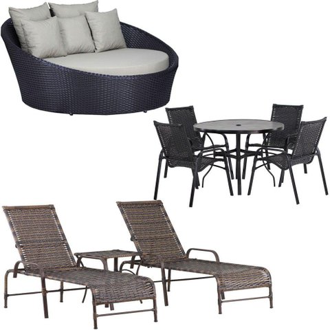 Kit 2 Espreguiçadeiras Mesa Roma Chaise Lívia Cadeira Emily Tabaco