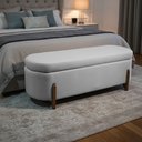 Ver imagem 1 de Banco Baú Organizador Estofado Orgânico Milão Peseira 1,40 Bouclê Cinza Claro - Montanari's Decor