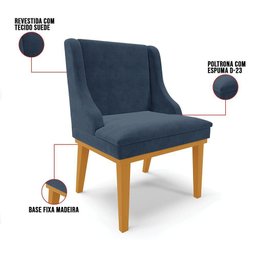 Kit 10 Cadeiras De Jantar Madeira Castanho Azul Marinho - 4