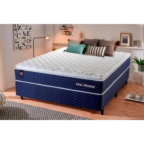 Cama Box Casal Lagras com Colchão Molas Ensacadas 138x188x66 Preto