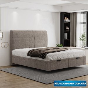 Cama Flutuante Baú Space Queen Linho - Skybox
