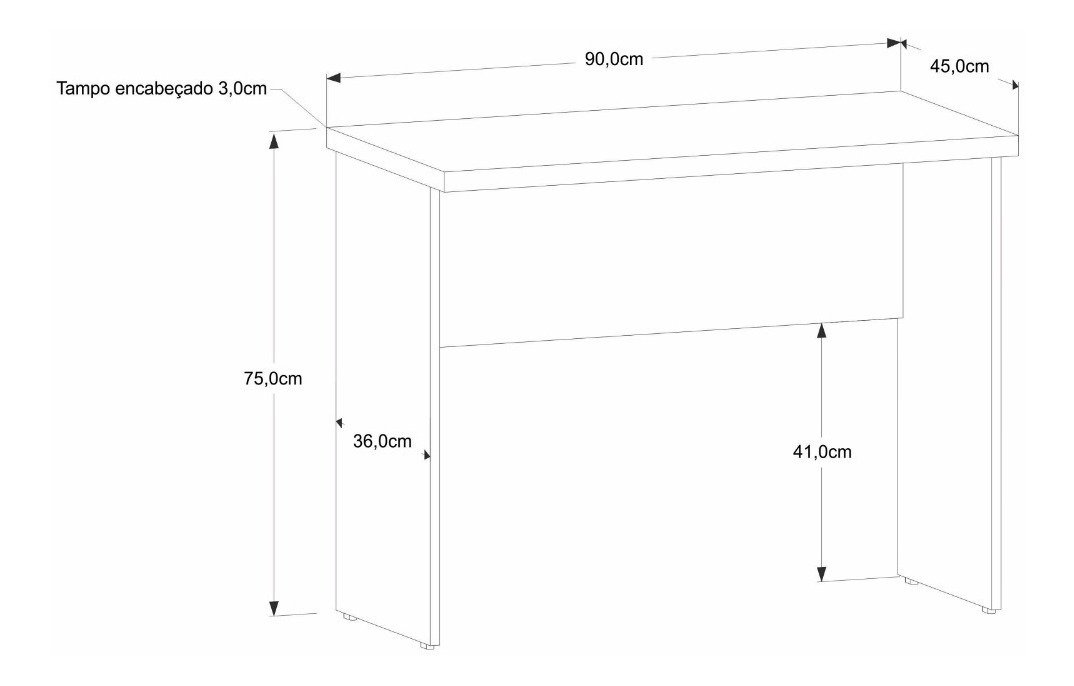 Mesa Para Computador Work 15 Mm Office 90 X 45 Cm - 4