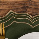 Ver imagem 2 de Kit 6 Jogos Americanos Bordado Simples com Guardanapos - Napoles Verde Musgo