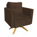 Ver imagem 1 de Poltrona Giratória Livia Suede Base de Madeira Ma30 Cor Marrom