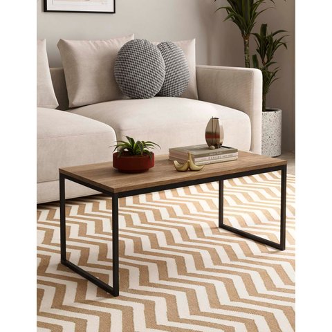 Mesa Centro Sala Pés Ferro Industrial 60x40 Casteli Madeira