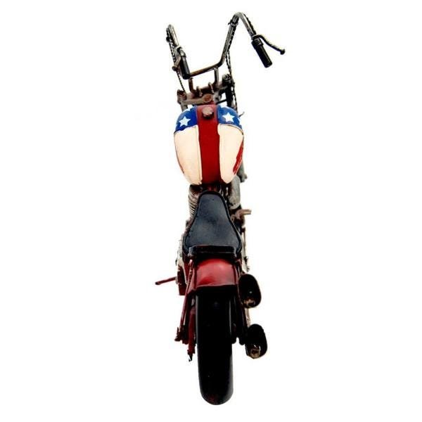 Escultura Decorativa Moto em Metal Bandeira Americana - 2