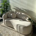 Ver imagem 3 de Sofá Curvo 3 Lugares Orgânico Confortável Serena Boucle Bege - Montanari's Decor