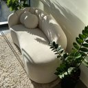 Ver imagem 4 de Sofá Curvo 3 Lugares Orgânico Confortável Serena Boucle Bege - Montanari's Decor