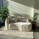 Ver imagem 5 de Sofá Curvo 3 Lugares Orgânico Confortável Serena Boucle Bege - Montanari's Decor