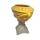 Ver imagem 6 de Vaso Cachepot Cerâmica Craquelada Estilo Imperial Ouro Velho Base Cinza
